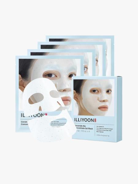 Illiyoon Ceramide Ato Concentrate Gel Face Mask in branded components on a light gray background